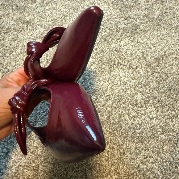 NEW!! Sam & Libby pointed toe bow mules in plum/burgundy faux leather - Picture 10 of 12